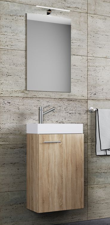 Produktbild: 3-tlg G&auml;ste WC Waschplatz Waschtisch Slito Spiegel