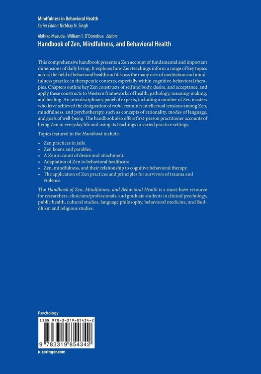 Produktbild: Handbook of Zen, Mindfulness, and Behavioral Health