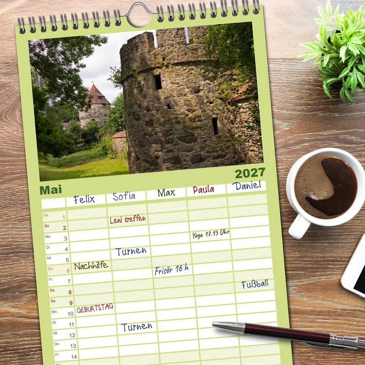 Produktbild: Familienplaner 2027 - Passau - Dreifl&uuml;ssestadt an Donau, Inn und Ilz mit 5 Spalten (Wandkalender, 21 x 45 cm) CALVENDO
