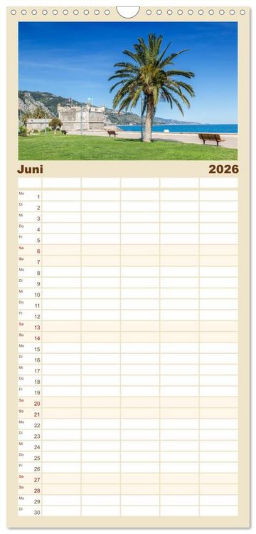 Produktbild: Familienplaner 2026 - C&Ocirc;TE D&rsquo;AZUR Bezaubernde Orte mit 5 Spalten (Wandkalender, 21 x 45 cm) CALVENDO
