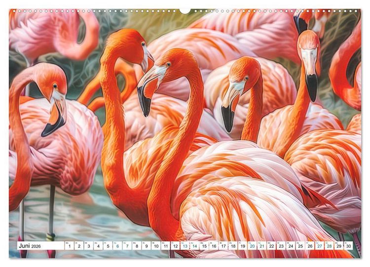 Produktbild: Ein Herz f&uuml;r Flamingos (hochwertiger Premium Wandkalender 2026 DIN A2 quer), Kunstdruck in Hochglanz