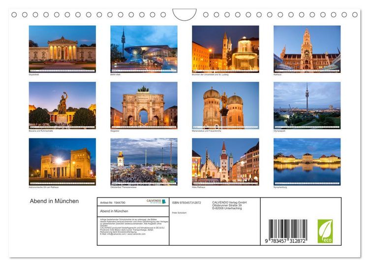 Produktbild: Abend in M&uuml;nchen (Wandkalender 2026 DIN A4 quer), CALVENDO Monatskalender
