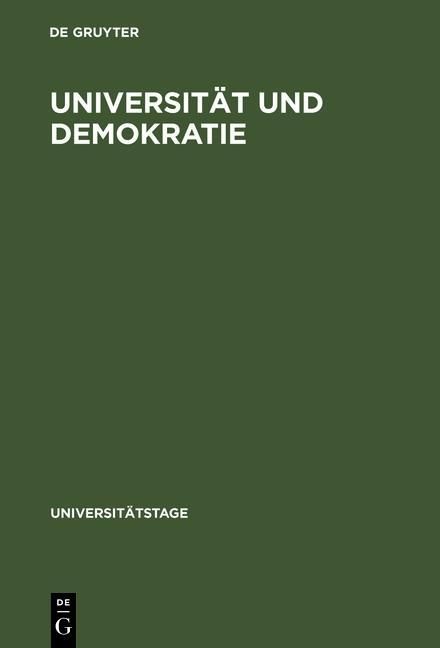 Produktbild: Universit&auml;t und Demokratie
