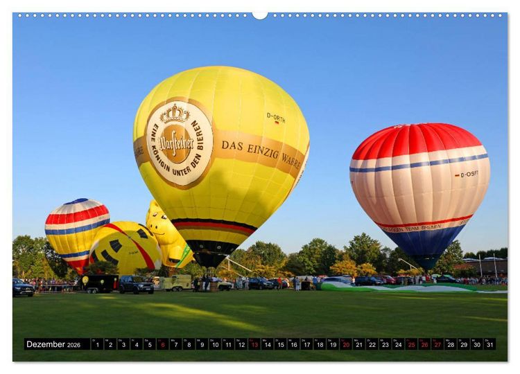Produktbild: Ballonfahren - Die Stille nach dem Start (Wandkalender 2026 DIN A2 quer), CALVENDO Monatskalender