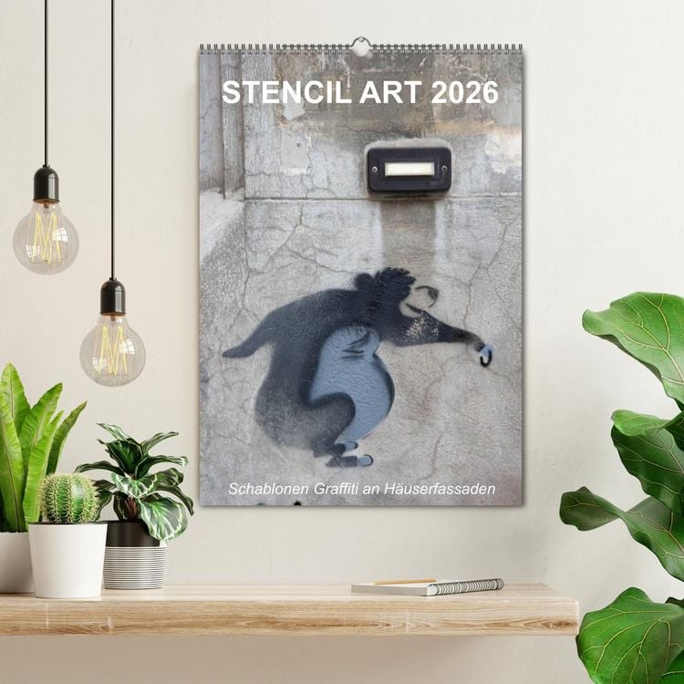 Produktbild: STENCIL ART 2026 - Schablonen Graffiti an H&auml;userfassaden / Planer (Wandkalender 2026 DIN A2 hoch), CALVENDO Monatskalender