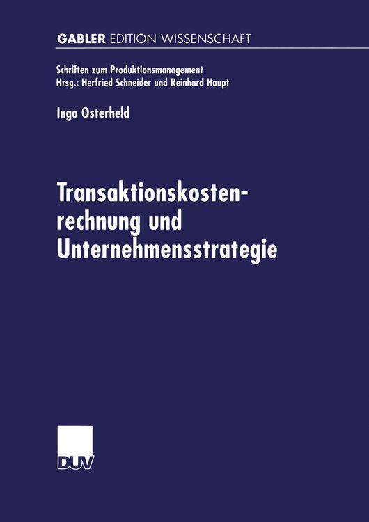 Produktbild: Transaktionskostenrechnung und Unternehmensstrategie
