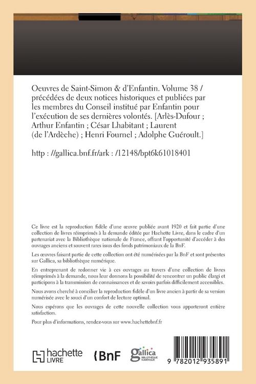 Produktbild: Oeuvres de Saint-Simon & d'Enfantin. Volume 38