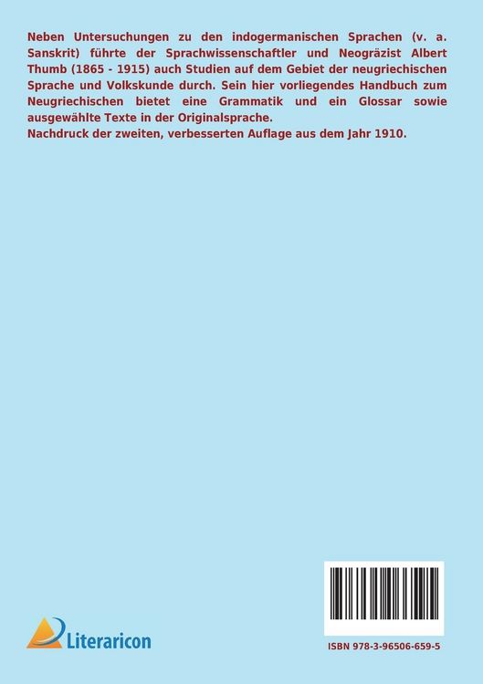 Produktbild: Handbuch der neugriechischen Volkssprache