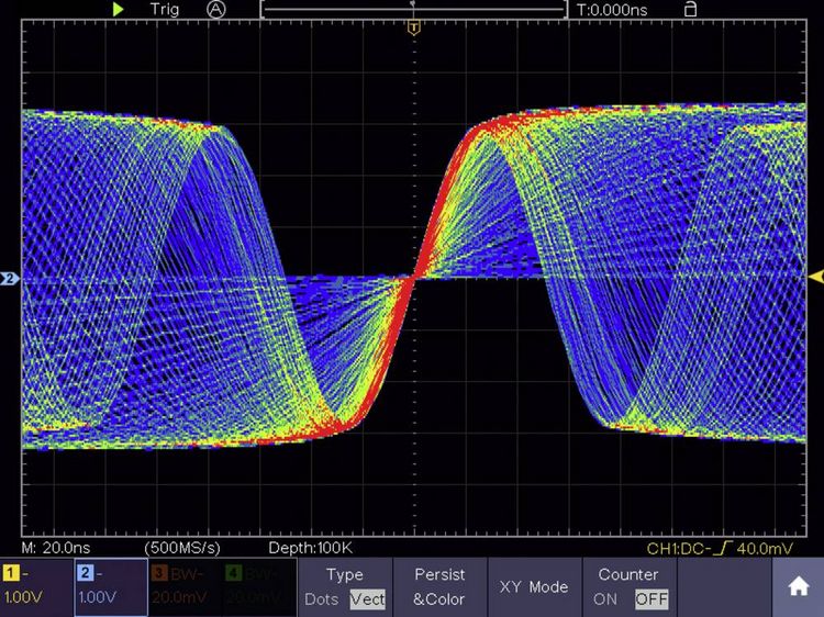 Produktbild: VOLTCRAFT DSO-5104H Hand-Oszilloskop 100 MHz 4-Kanal 1 GSa/s 40 Mpts 14 Bit Digital-Speicher (DSO), Handger&auml;t 1 St.