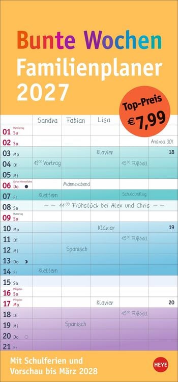 Produktbild: Bunte Wochen Familienplaner 2027