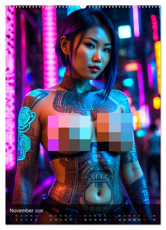 Produktbild: Tattoo Queens Asien (hochwertiger Premium Wandkalender 2026 DIN A2 hoch), Kunstdruck in Hochglanz