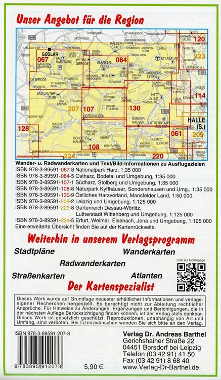 Produktbild: Harz und Umgebung Ausflugskarte 1 : 125000