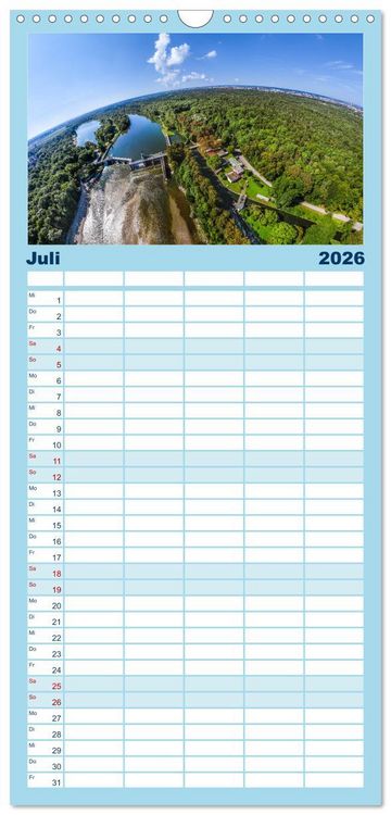 Produktbild: Familienplaner 2026 - Meine Heimat von oben - Luftbilder von Augsburg mit 5 Spalten (Wandkalender, 21 x 45 cm) CALVENDO
