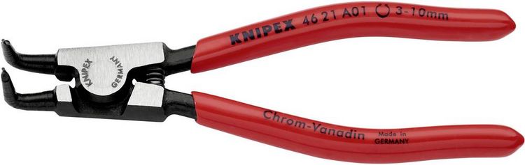 Produktbild: Knipex 46 21 A01 Seegeringzange Passend f&uuml;r (Seegeringzangen) Au&szlig;enringe 3-10 mm Spitzenform (Details) abgewinkelt 90&deg;