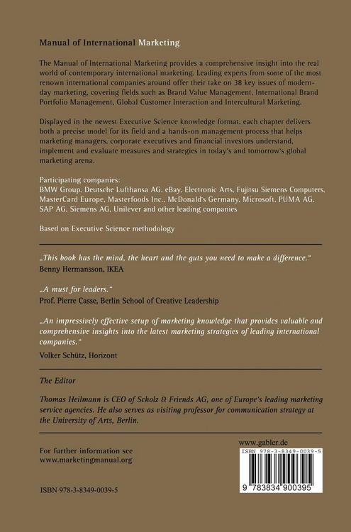 Produktbild: Manual of International Marketing.