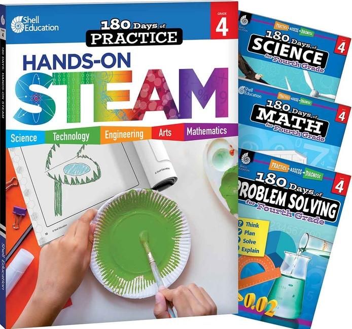 Produktbild: 180 Days(tm) Steam, Science, Math, & Problem Solving Grade 4: 4-Book Set