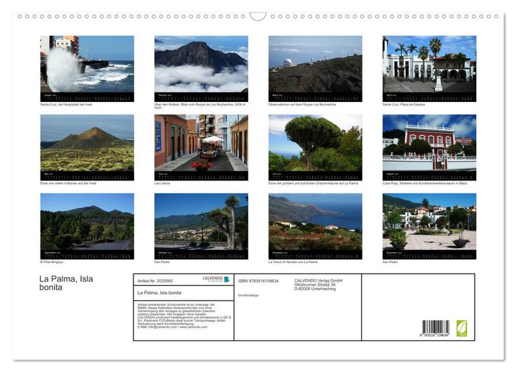 Produktbild: La Palma, Isla bonita (Wandkalender 2026 DIN A2 quer), CALVENDO Monatskalender