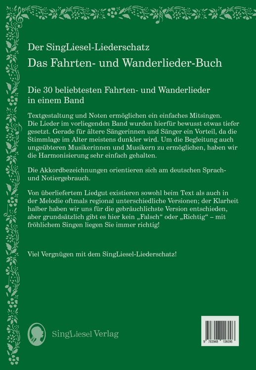 Produktbild: Die sch&ouml;nsten Fahrten- und Wanderlieder. Das Liederbuch f&uuml;r Senioren im Gro&szlig;druck. Mit Noten