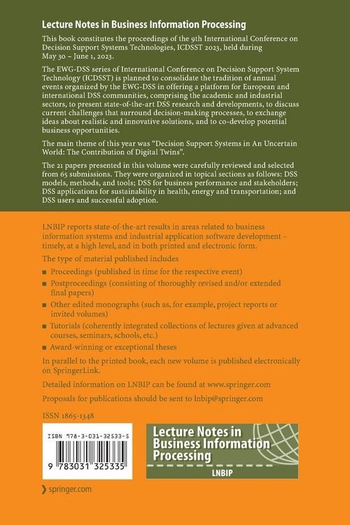 Produktbild: Decision Support Systems XIII. Decision Support Systems in An Uncertain World: The Contribution of Digital Twins