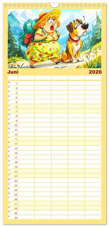 Produktbild: Familienplaner 2026 - Frauchen und Hund. Witzige Cartoons vom t&auml;glichen Chaos mit 5 Spalten (Wandkalender, 21 x 45 cm) CALVENDO