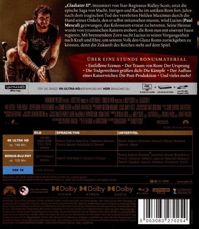 Produktbild: Gladiator II (4K Ultra HD) (+ Bonus-Blu-ray)