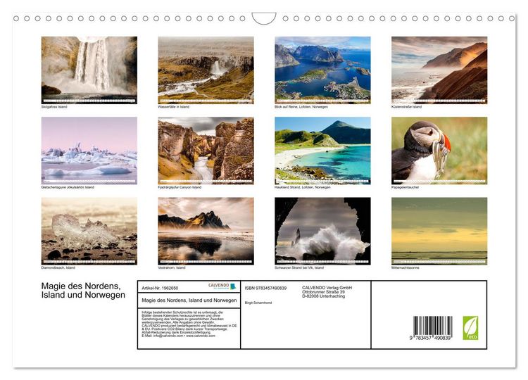 Produktbild: Magie des Nordens, Island und Norwegen (Wandkalender 2026 DIN A3 quer), CALVENDO Monatskalender