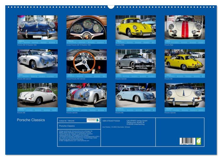 Produktbild: Porsche Classics (Wandkalender 2026 DIN A2 quer), CALVENDO Monatskalender