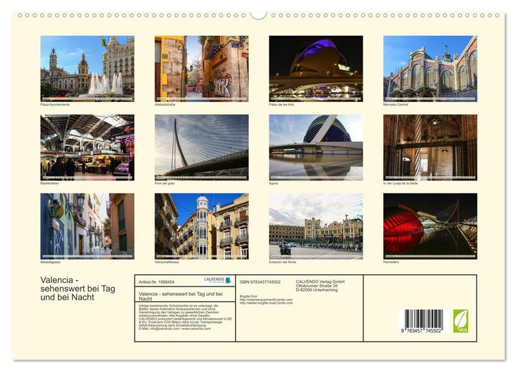 Produktbild: Valencia - sehenswert bei Tag und bei Nacht (hochwertiger Premium Wandkalender 2026 DIN A2 quer), Kunstdruck in Hochglanz