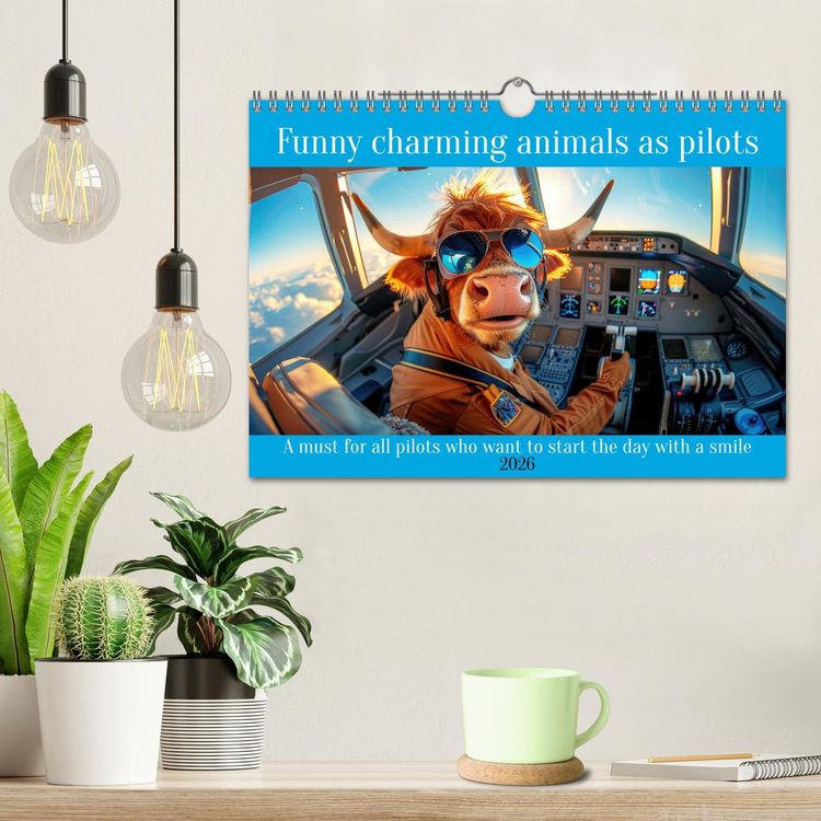 Produktbild: Funny charming animals as pilots (Wall Calendar 2026 DIN A4 landscape), CALVENDO 12 Month Wall Calendar