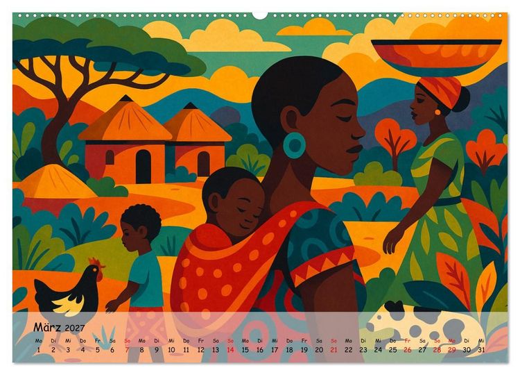 Produktbild: AFRIKA VIBES &ndash; Zw&ouml;lf Bilder voll Stolz, Leben und Licht (hochwertiger Premium Wandkalender 2027 DIN A2 quer), Kunstdruck in Hochglanz
