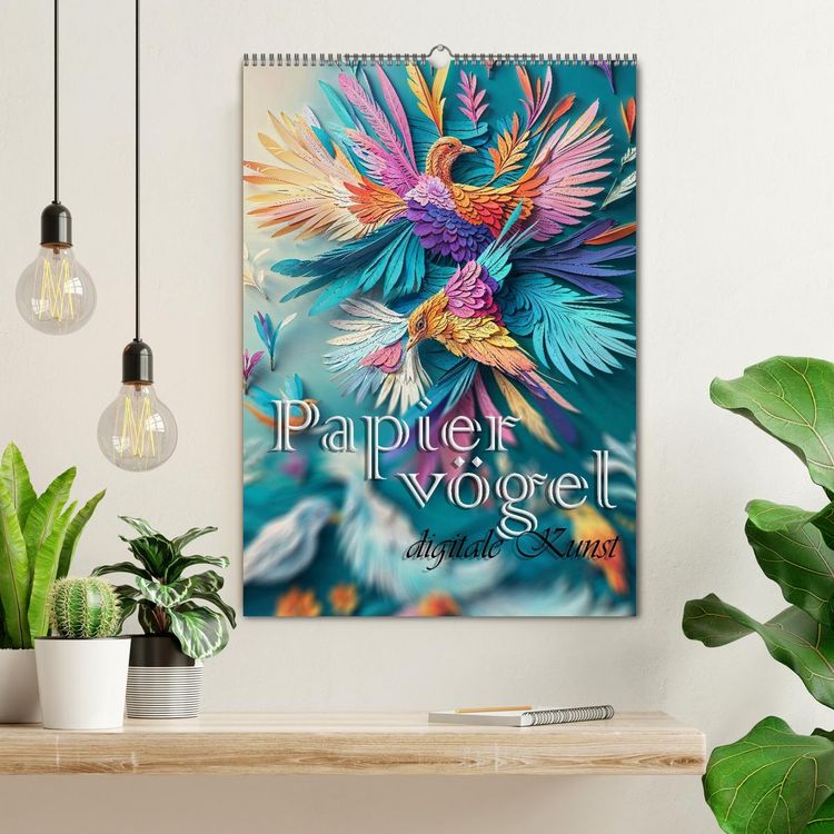 Produktbild: Papierv&ouml;gel - Digitale Kunst (Wandkalender 2026 DIN A2 hoch), CALVENDO Monatskalender
