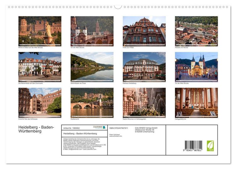 Produktbild: Heidelberg - Baden-W&uuml;rttemberg (hochwertiger Premium Wandkalender 2026 DIN A2 quer), Kunstdruck in Hochglanz