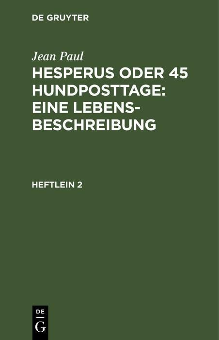 Produktbild: Hesperus oder 45 Hundposttage : Eine Lebensbeschreibung