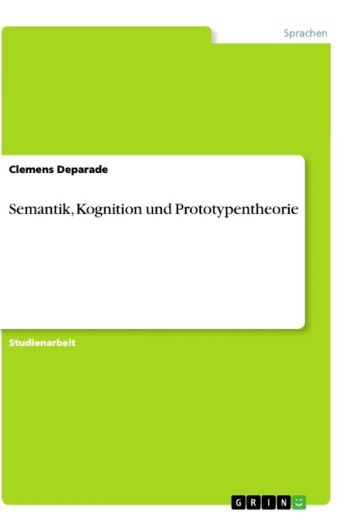 Produktbild: Semantik, Kognition und Prototypentheorie