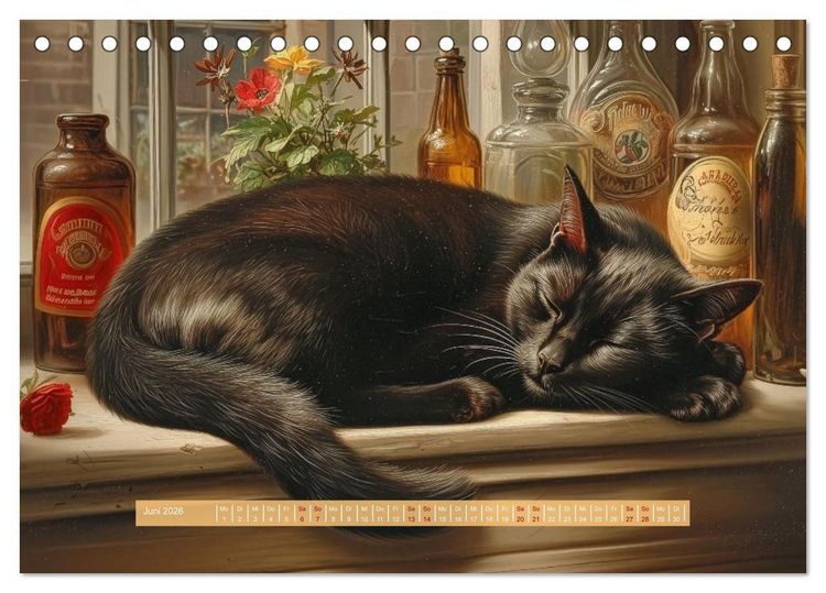 Produktbild: Nostalgische Samtpfoten (Tischkalender 2026 DIN A5 quer), CALVENDO Monatskalender