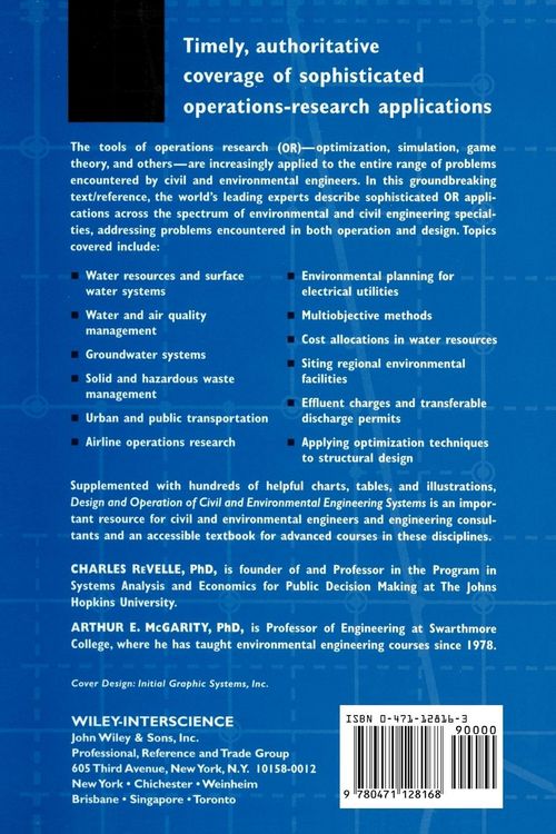 Produktbild: Design and Operation of Civil and Environmental Engineering Systems