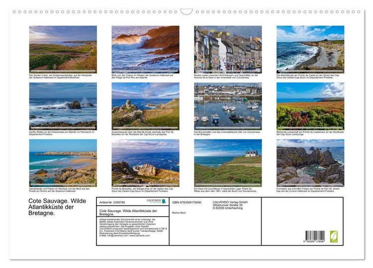 Produktbild: Cote Sauvage. Wilde Atlantikk&uuml;ste der Bretagne. (Wandkalender 2027 DIN A2 quer), CALVENDO Monatskalender