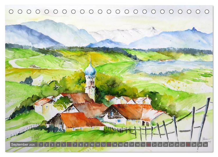 Produktbild: Murnau und das Blaue Land - Aquarelle und Fotografien (Tischkalender 2026 DIN A5 quer), CALVENDO Monatskalender
