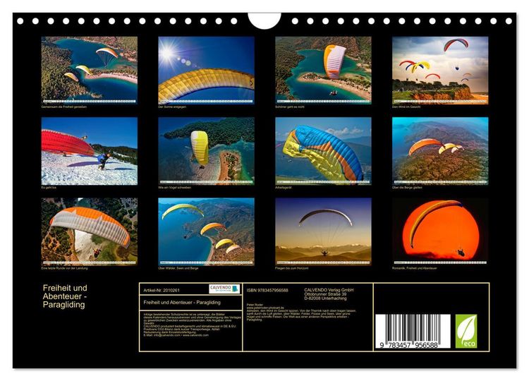 Produktbild: Freiheit und Abenteuer - Paragliding (Wandkalender 2026 DIN A4 quer), CALVENDO Monatskalender