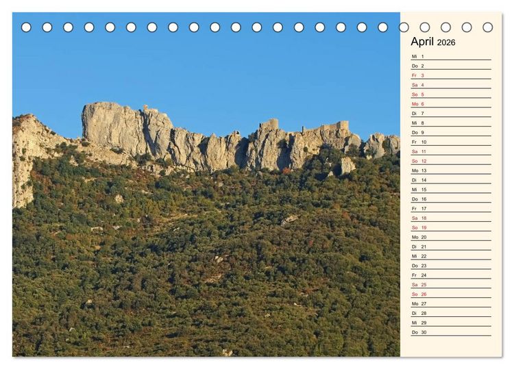 Produktbild: Katharerburgen - Entdeckungen im Pays Cathare (Tischkalender 2026 DIN A5 quer), CALVENDO Monatskalender
