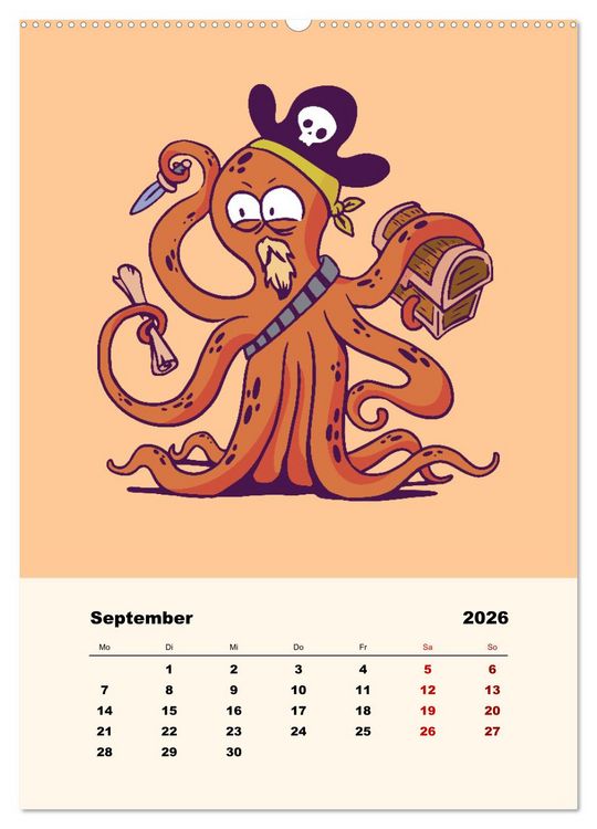 Produktbild: Tierische Piraten (hochwertiger Premium Wandkalender 2026 DIN A2 hoch), Kunstdruck in Hochglanz
