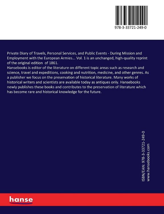 Produktbild: Private Diary of Travels, Personal Services, and Public Events