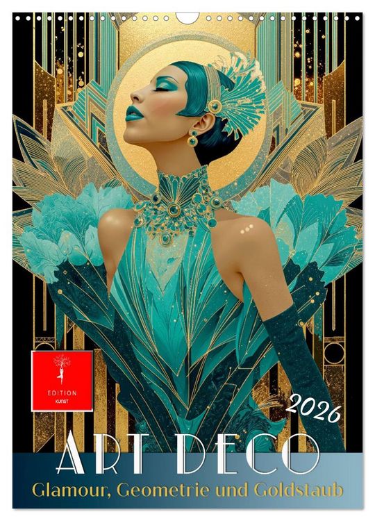 Produktbild: Art Deco - Glamour, Geometrie und Goldstaub (Wandkalender 2026 DIN A3 hoch), CALVENDO Monatskalender