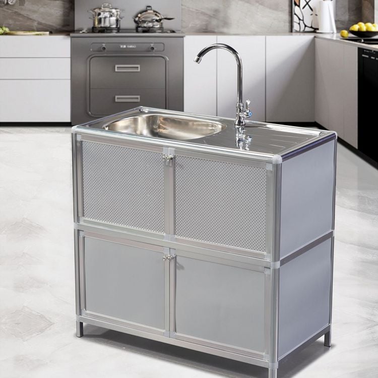 Produktbild: HTI-Living Sp&uuml;le mit Abtropfl&auml;che und Unterschrank f&uuml;r Outdoork&uuml;che Silber