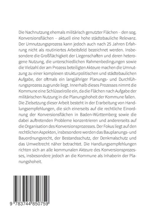 Produktbild: Nachnutzung der milit&auml;rischen Konversionsfl&auml;chen