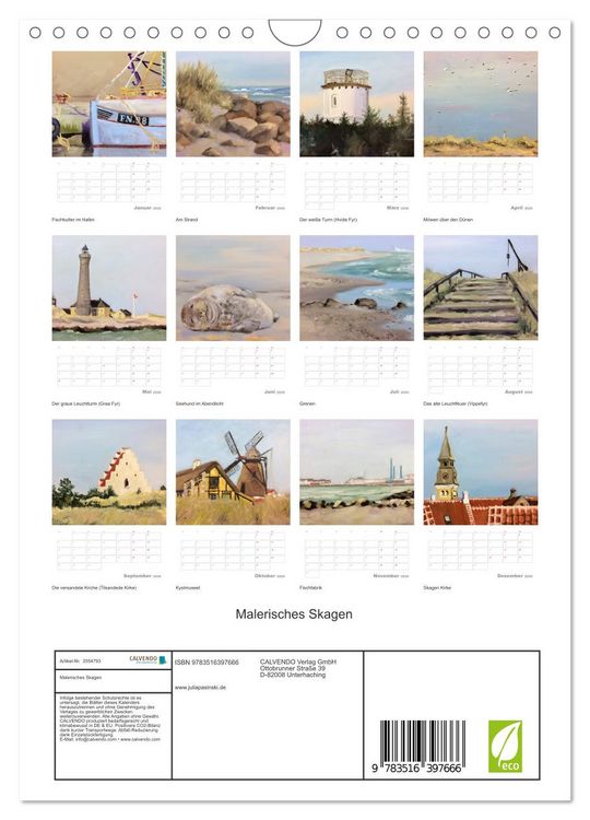 Produktbild: Malerisches Skagen (Wandkalender 2026 DIN A4 hoch), CALVENDO Monatskalender