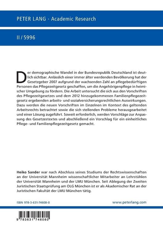 Produktbild: Pflegezeit und Familienpflegezeit aus arbeitsrechtlicher Sicht