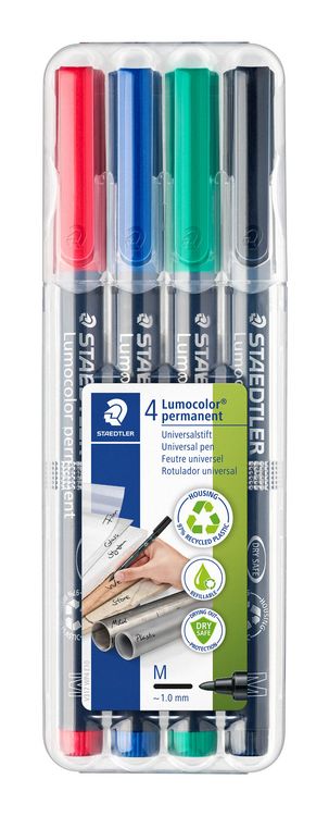 Produktbild: STAEDTLER Universalstift Lumocolor&reg; permanent M, 4er Set farbig