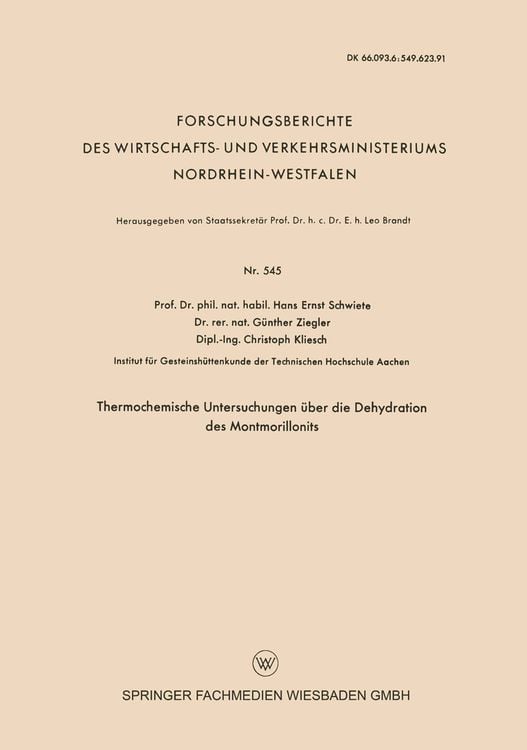 Produktbild: Thermochemische Untersuchungen &uuml;ber die Dehydration des Montmorillonits