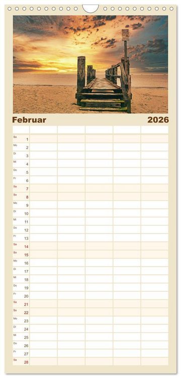 Produktbild: Familienplaner 2026 - Traumhafte Sonnenunterg&auml;nge an der Nordsee mit 5 Spalten (Wandkalender, 21 x 45 cm) CALVENDO